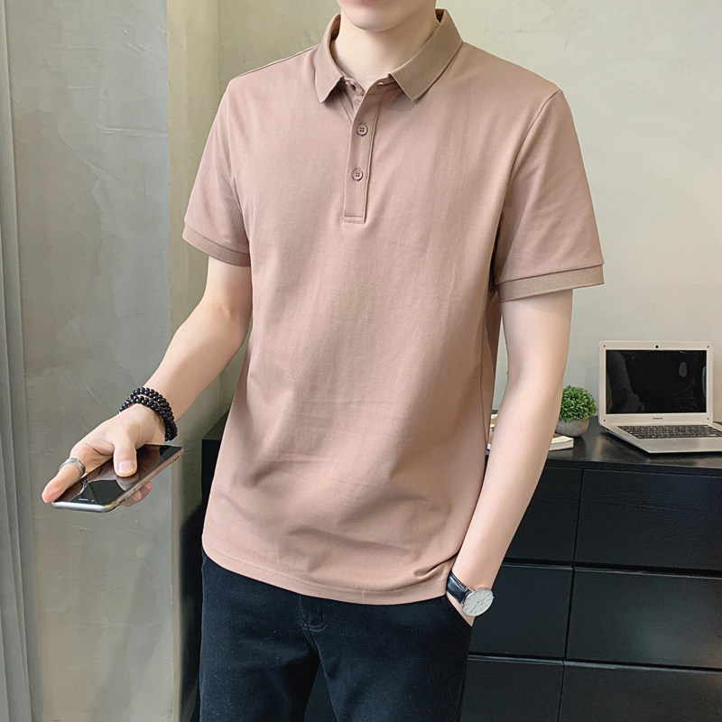 简约POLO衫男短袖修身夏季纯色翻领t恤A307-PL29-P45抖音直播,男装Polo衫,星座409(原A307）
