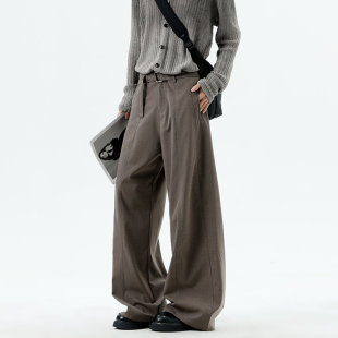 K003 美式 子潮XZ409 男女宽松复古休闲裤 P55 弧形分割腰带阔腿裤