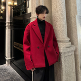 呢子外套红色毛呢大衣西装领夹克短款上衣409-5588-P105，男装毛呢大衣，星座409(原A307）
