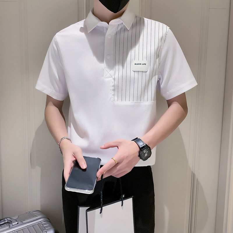 夏季休闲短袖衬衫 男士纯色时尚衬衣痞帅五分袖衬衣A307-CS12-P58图片