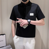 夏季休闲短袖衬衫男士衬衣潮流痞帅五分袖衬衣A307-CS12-P58，男装衬衫，星座409(原A307）