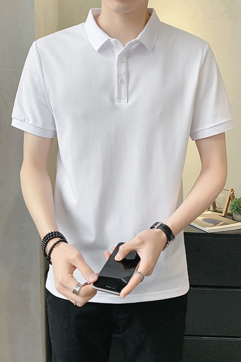 简约POLO衫男短袖修身夏季纯色翻领t恤A307-PL29-P45抖音直播,男装Polo衫,星座409(原A307）