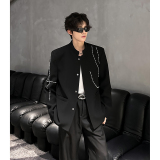 高级感立领风西装外套男秋季休闲新中式钉珠西服409-5621-P118，男装西服套装，星座409(原A307）