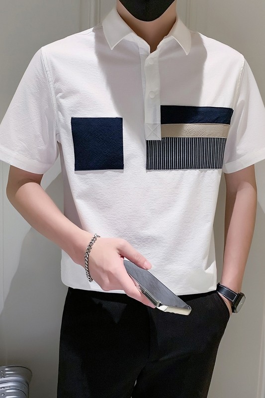 社会小伙夏季纯色个性衬衫男短袖衬衣修身休闲上衣A307-CS11-P58,男装衬衫,星座409(原A307）