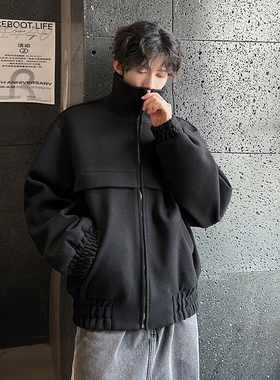 痞帅毛呢夹克外套黑色高领呢子夹克 高街立领上衣409-F111-P98