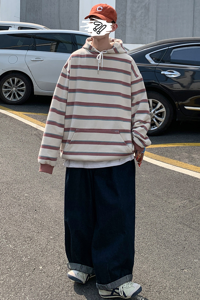 秋季长袖卫衣条纹上衣韩版宽松港风女情侣装XZ404-2-TW19-P70,男装卫衣,星座409(原A307）
