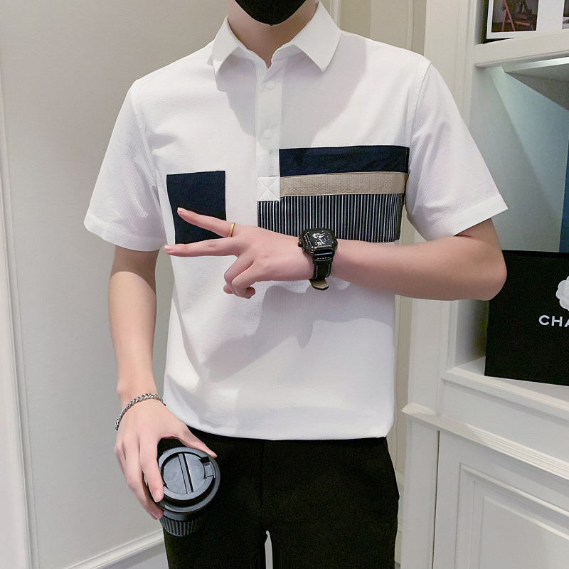 2023夏季印花衬衣冰丝短袖衬衫痞帅痞帅衬衫外套A307-CS11-P58,男装衬衫,星座409(原A307）