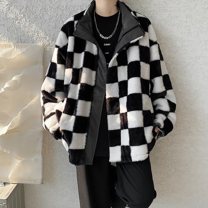 冬季新款加厚棉衣两面穿羊羔毛棉服宽松立领皮衣409-5531-p128，男装皮衣，星座409(原A307）