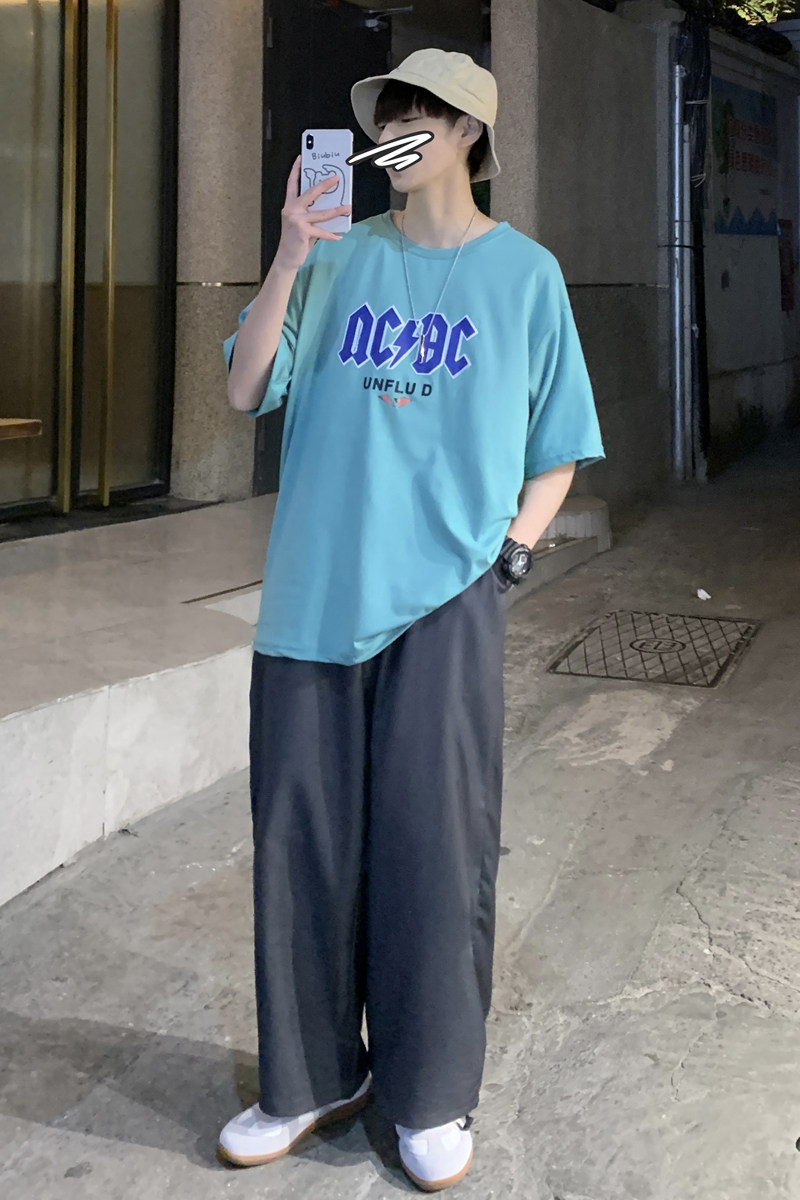 字母印花T恤男夏季简约宽松短袖潮流ins港风半袖404-2-T,男装T恤,星座409(原A307）