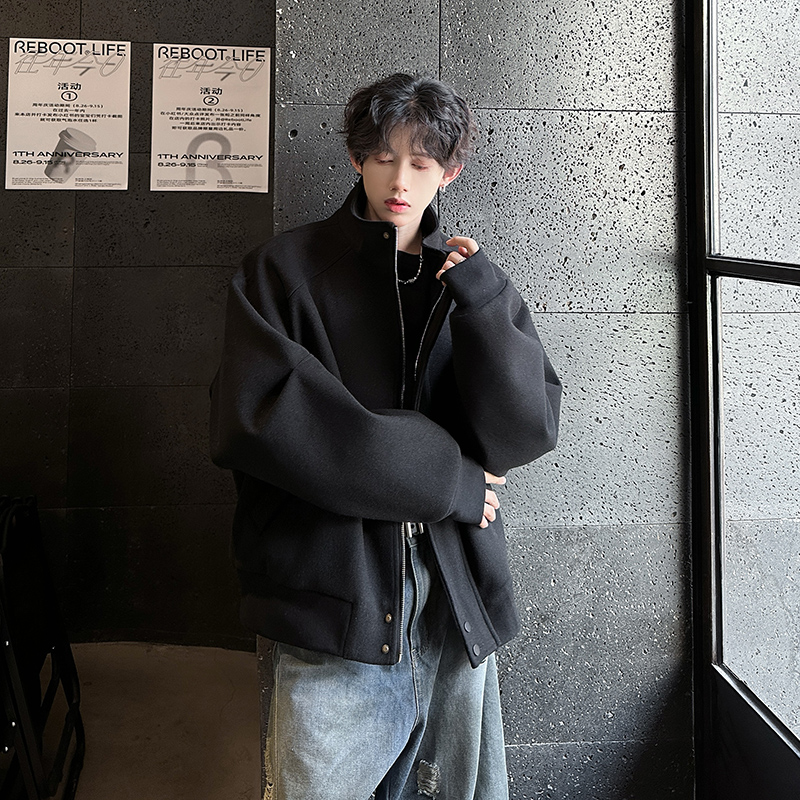 美式高街高级感立领短款休闲宽松毛呢夹克呢子大衣409-F112-P118，男装夹克，星座409(原A307）