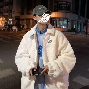 撞色羊羔毛夹克棉衣外套男宽松潮牌港风ins外套404-2-MY28图片