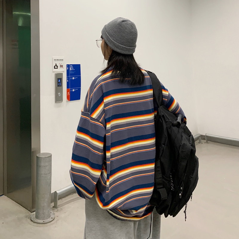 2021春季长袖卫衣条纹上衣韩版宽松港风情侣XZ404-2-TW09,男装卫衣,星座409(原A307）