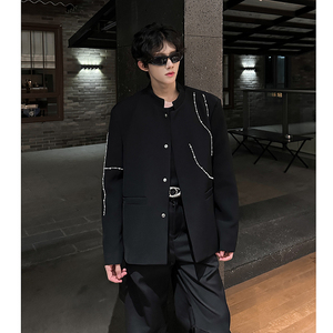 高级感立领风西装外套男秋季休闲新中式钉珠西服409-5621-P118图片