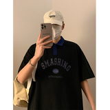 @夏装新款港风潮流撞色拼接字母印花短袖POLO衫潮A307-PL301-P55，男装Polo衫，星座409(原A307）