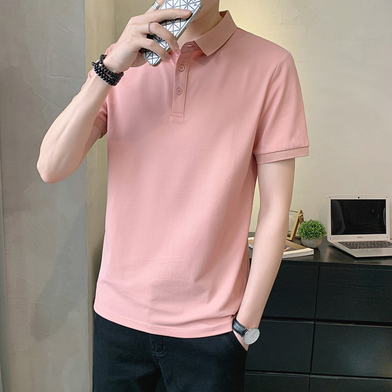 简约POLO衫男短袖修身夏季纯色翻领t恤  A307-PL29-P45抖音直播图片