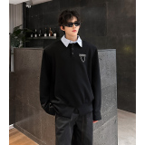 小众轻奢高级感条纹拼接假两件衬衫男痞帅Polo领上衣409-5625-P58，男装衬衫，星座409(原A307）