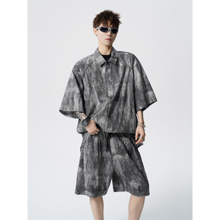 两件套男夏季 休闲短裤 高级感轻奢套装 XZ409 P75 翻领短袖 TZ06 衬衫