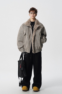 冬季座山雕夹棉棉服款麂皮夹克加厚外套男加绒棉衣 409-J229-P128图片
