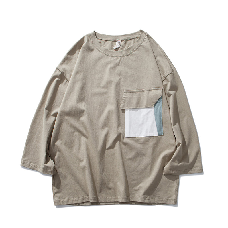 男士七分袖T恤日系夏衣服小清新潮宽松体桖打底衫404-2-T,男装T恤,星座409(原A307）