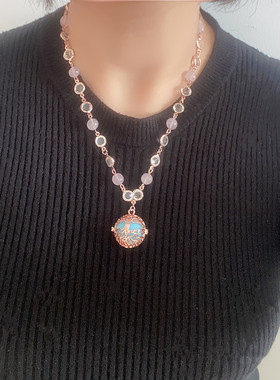 手工圆珠颈链铜金属珠链女潮流