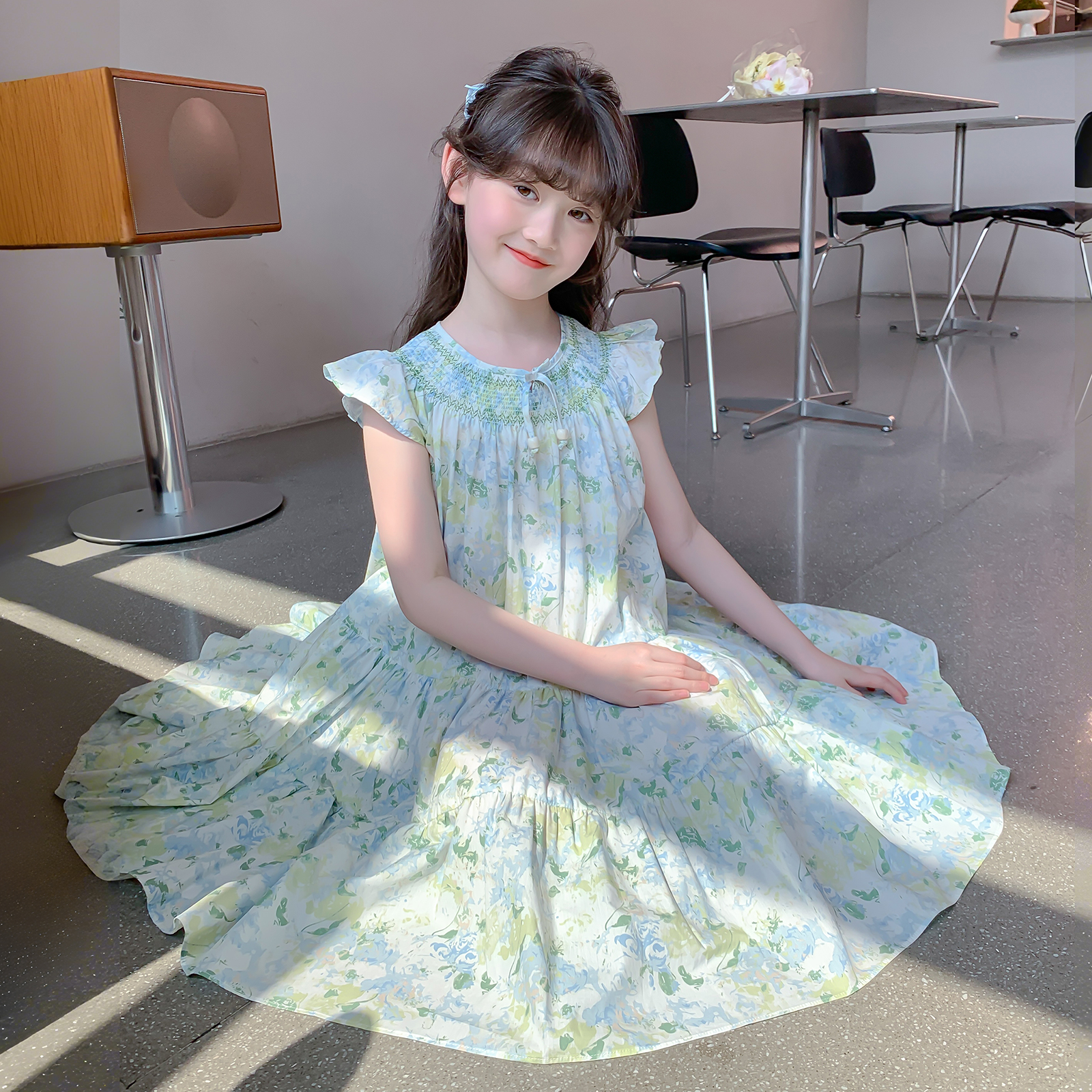 【小梨专享】女孩2025新款女孩大摆裙碎花夏季甜美连衣裙DY13416