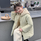 加厚儿童冬装 Q14082 2025新款 中长款 小梨专享 女童加绒外套冬款