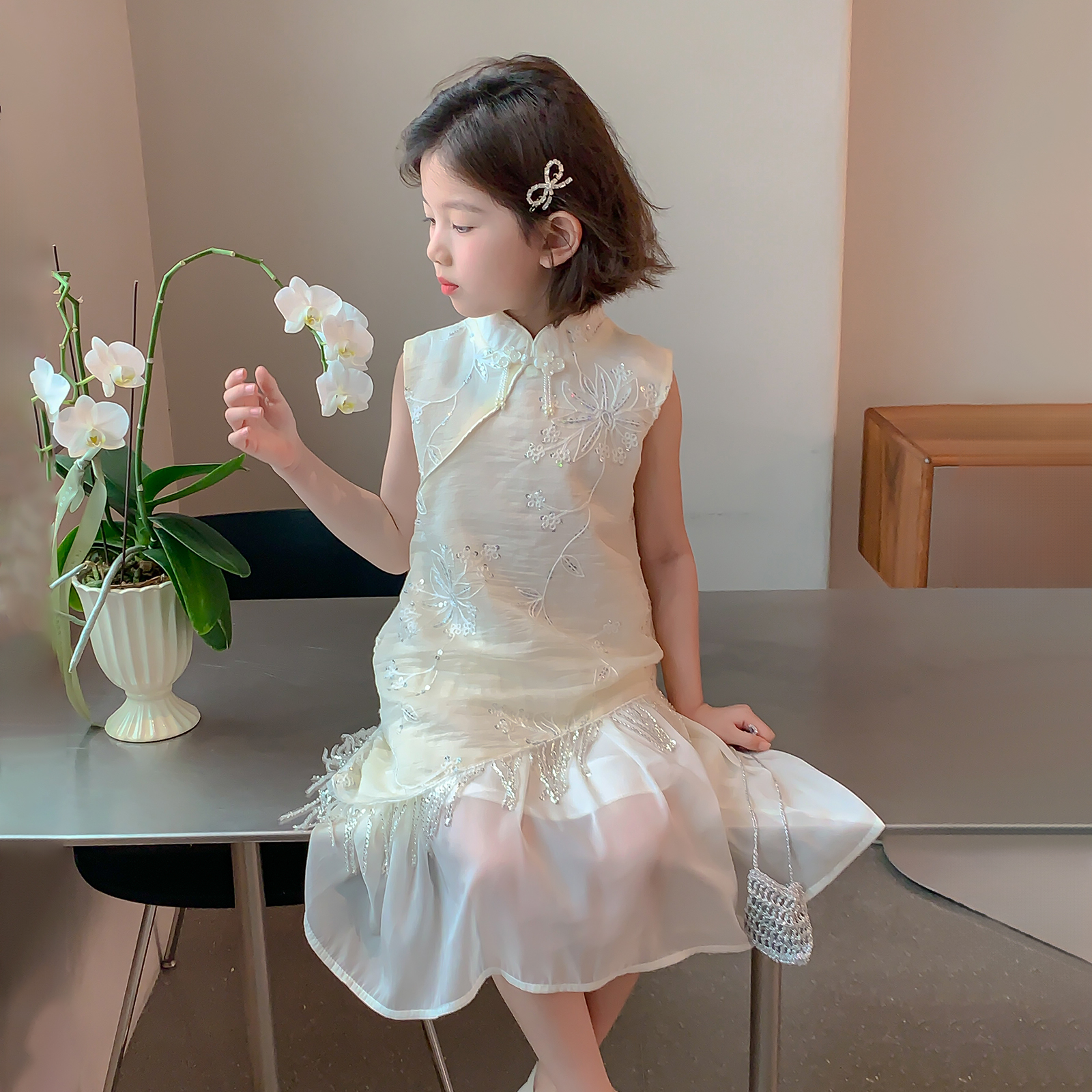 【小梨专享】女童连衣裙2025新款童装国风旗袍裙子薄款Q13660