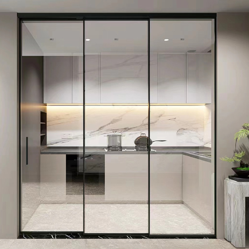 欧派克完美系统厨房吊轨推拉移门opk极窄三联动卧室阳台玻璃隔断
