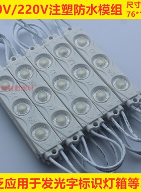 led110V220v防水高压3灯注塑模组2w高亮广告灯箱招牌字发光源灯带