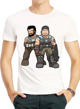 战争机器T恤衫欧美白色游戏短袖衣服T恤男女gears of war T-shirt