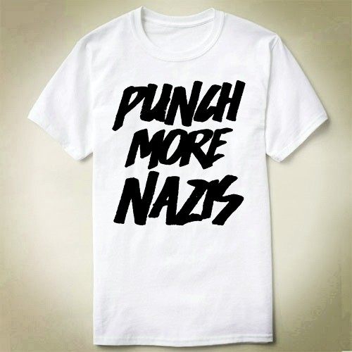 Punch More Nazis  定制 DIY funny Tee T-Shirt T恤 成人