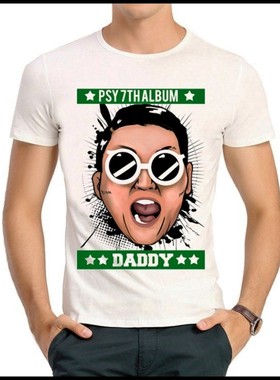 PSY T-shirt 鸟叔 T恤 欧美潮流 T恤 白色 短袖 鸟叔 T恤衫 男女