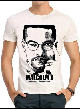 Malcolm X T-shirt 名人T恤 马尔克姆 X T恤 白色短袖 T恤衫 男女
