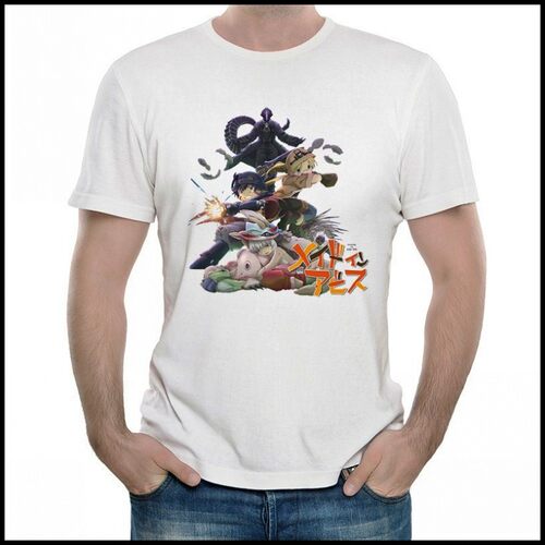 来自深渊T恤 白色来自深渊短袖T恤衫男女Made in Abyss t-shirt