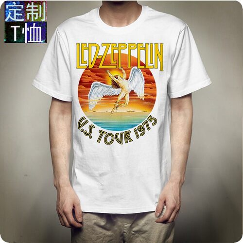 齐柏林飞艇乐队Led Zeppelin重金属硬摇滚定制美式天使短袖t恤潮