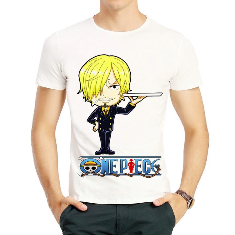 海贼王山治T恤衫白色短袖春季动漫One Piece tshirt宽松衣服 男女图片