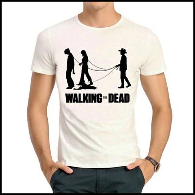 Walking Dead tshirt 美剧 行尸走肉 T恤 白色短袖 T恤 男女