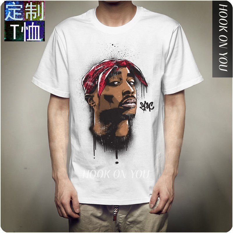 T-shirt2PAC乐队摇滚T恤短袖男女夏街头滑板嘻哈说唱hiphop