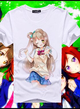 lovelive 南小鸟T恤 可爱女仆COS女警校园风 动漫新款牛奶丝短袖