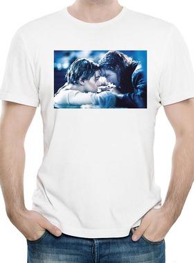 泰坦尼克号T恤圆领白色经典电影短袖印花衣服男女Titanic T-shirt