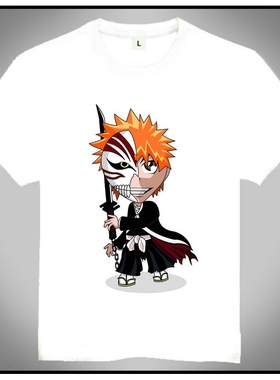 BLEACH T-shirt Q版 死神 T恤 白色短袖 动漫 黑崎一护 T恤 定制
