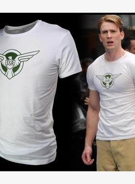 漫威桃总 美国队长T恤 衣服 同款 神盾局 鹰标志SSR  体恤短袖