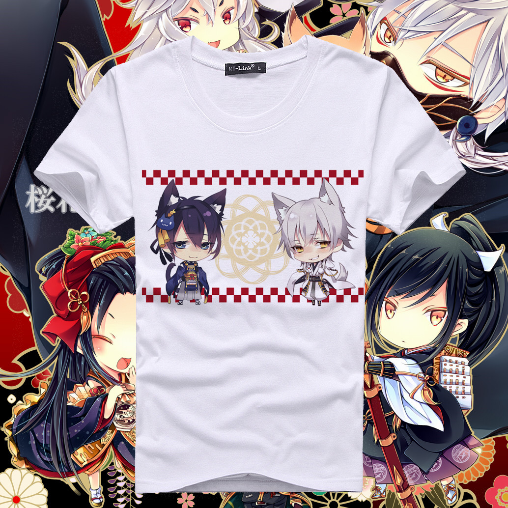 刀剑乱舞 今剑鸣狐三日月宗近 多款日系动漫短袖 游戏周边T恤打底