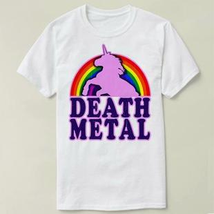 Funny Death Metal Unicorn Rainbow 个性   T-Shirt T恤 衣服