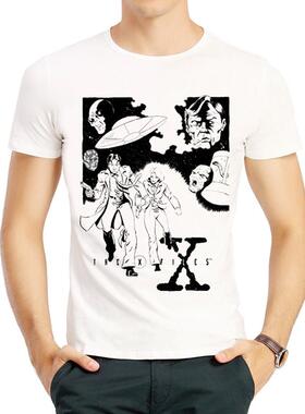 X档案T恤日常欧美印花短袖 白色休闲衣服男女The X-Files T-shirt