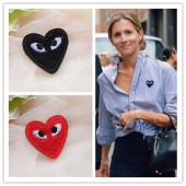 韩国爆款 刺绣眼睛爱心桃心布贴胸针胸花徽章别针女 川久宝玲经典