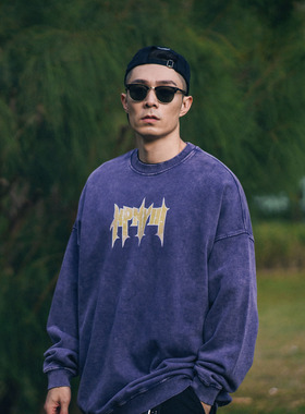 XPX 周柏豪 CRACKED XPXVIII. 团队印花蜡染洗水做旧卫衣