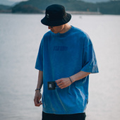 粗粒胶浆印花重磅蜡染做旧短袖 XPX 周柏豪 T恤