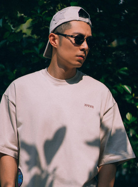 XPX 周柏豪 贴布印花图案简约风格短袖T恤