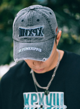 XPX 周柏豪 水洗做旧刺绣团队LOGO可调节休闲帽